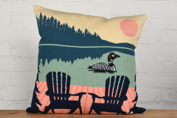 Dock with Chairs Knit Pillow Case