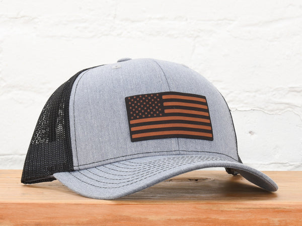 American Flag Leather Patch Snapback