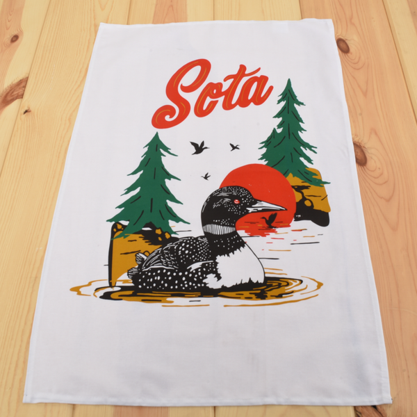 Sota Retro Loon Printed Tea Towel