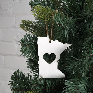 Minnesota Metal Ornament w/ Heart