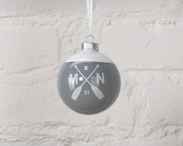 MN Paddle Glass Ornament