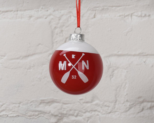 MN Paddle Glass Ornament