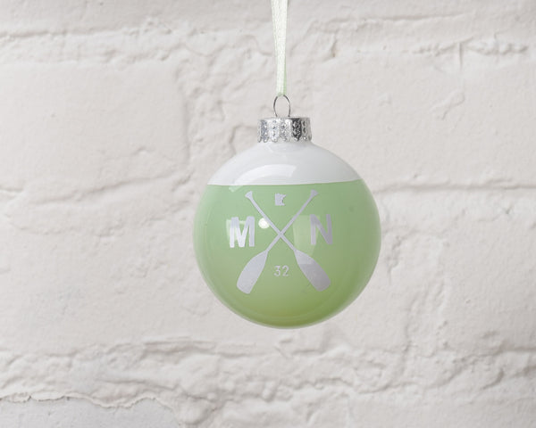 MN Paddle Glass Ornament