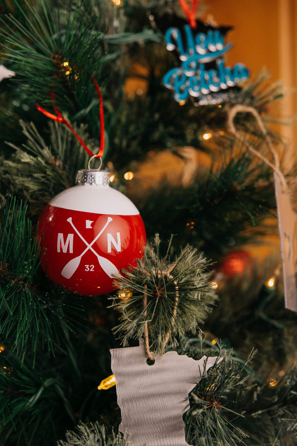 MN Paddle Glass Ornament